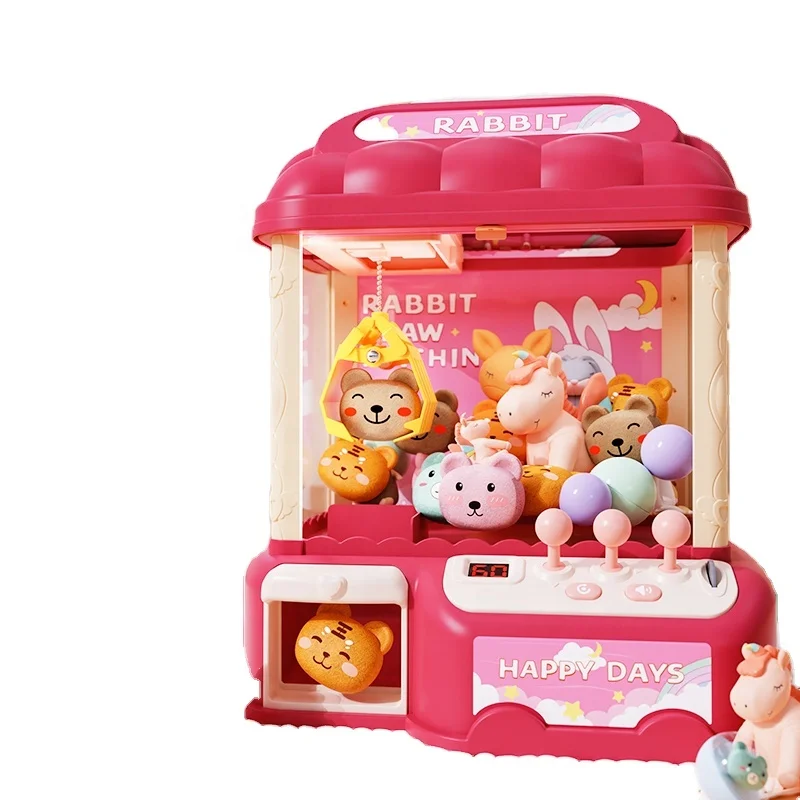 

STLF Kids Doll Grabber Machine Home Coin Clip Doll Machine Toy Small Electric Clip Doll Twist Machine Game Toy