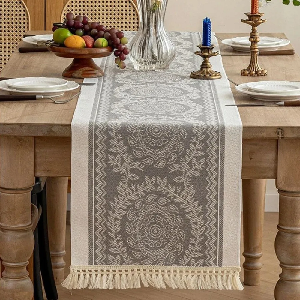 

Tablecloth Nordic Style Table Runner Waterproof with Tassel Table Cover Polyester Washable Table Cloth Living Room