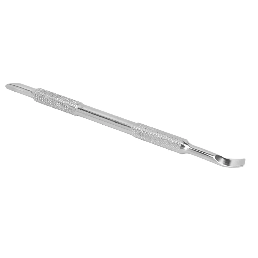 Stainless Steel Double Ended Cuticle Pusher Horseshoe Shape Beveled Bent Blade Stainless Steel Cuticle Scraper