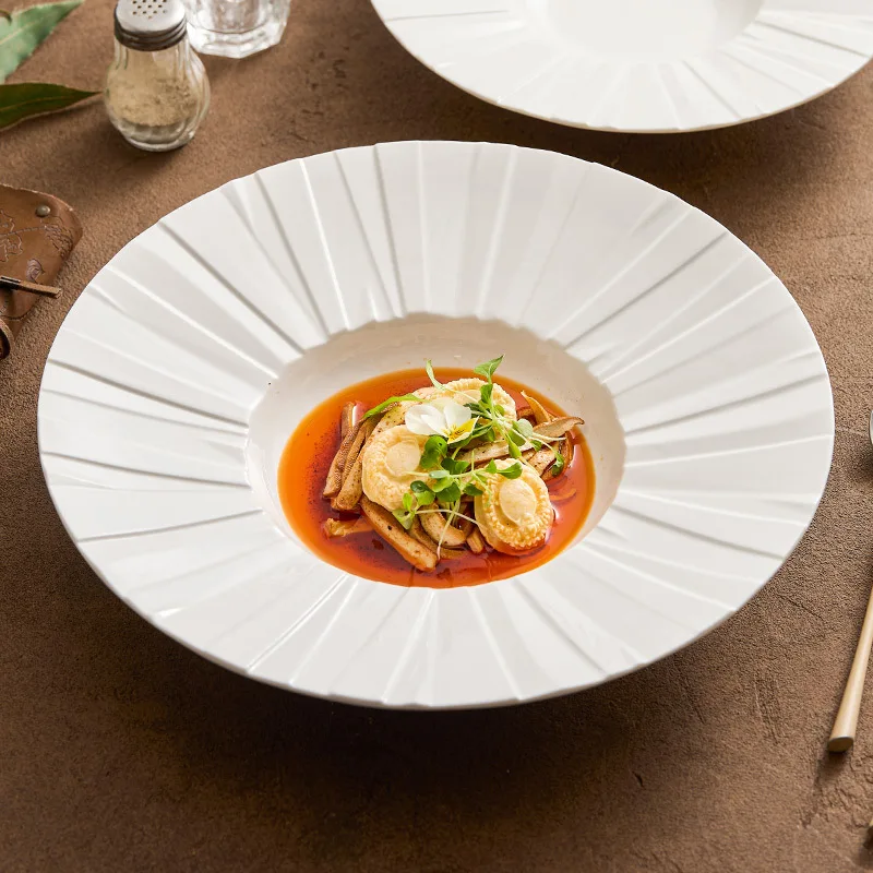 

Circular Ceramic Bowl Creative Straw Hat Bowl Thick Soup Bowl Pasta Bowls Dessert Bowls Restaurant Molecular Cuisine Tableware