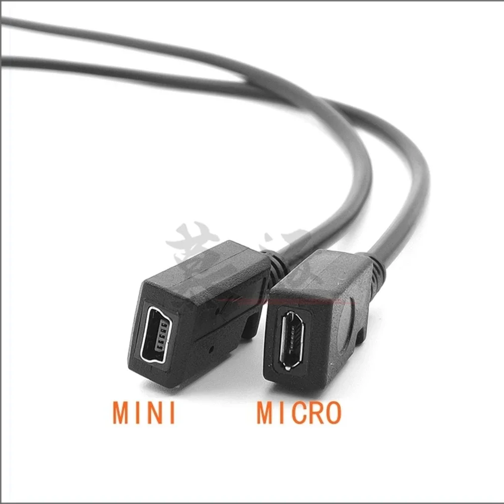 C-type charging data cable adapter, USB 3.1 male to Micro mini USB female cable, 90 degree right angle, 0.25 meters