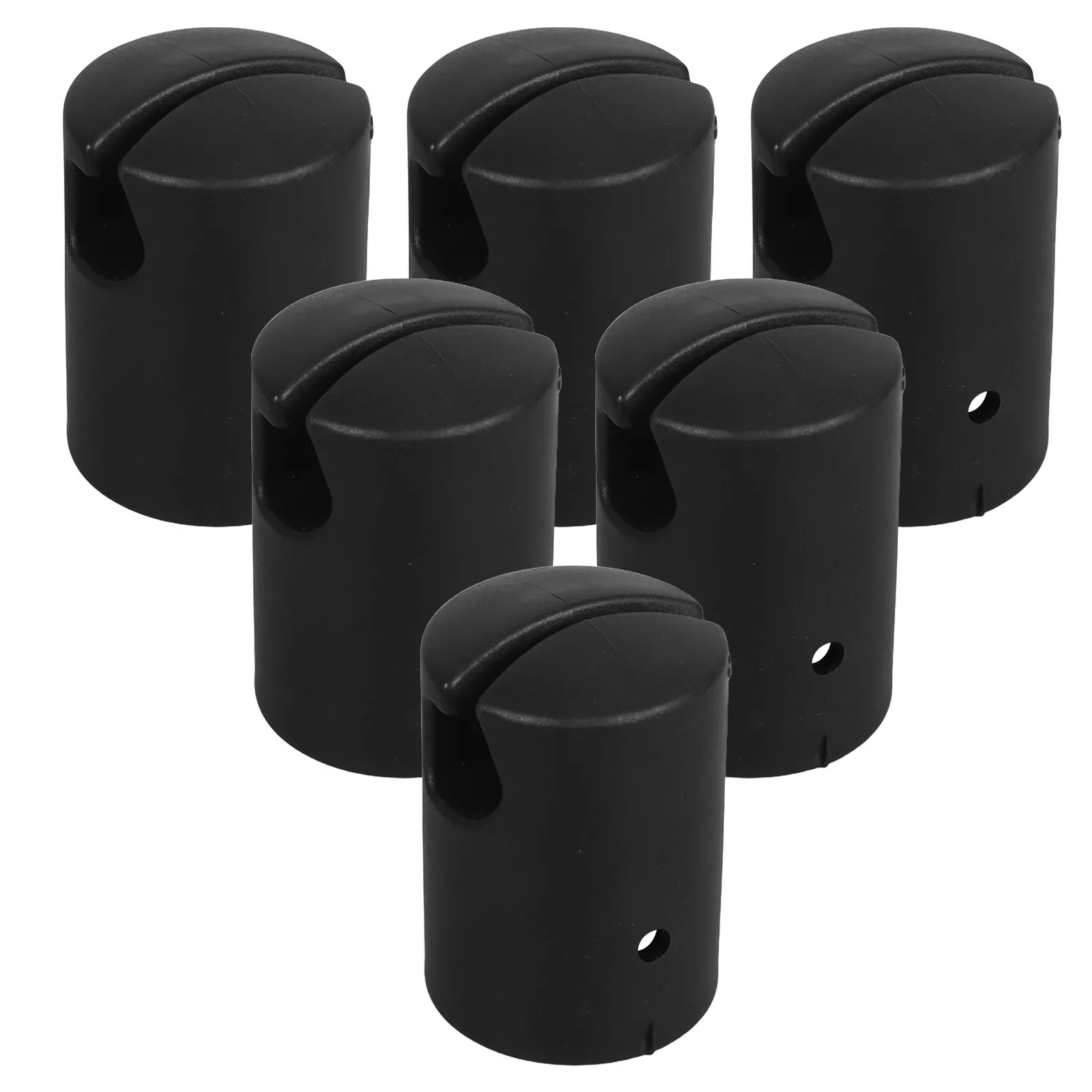 

6 Pcs Trampoline Accessories Flat Top Ring Cap Pole for Net Black Cover Heavy Steel Replacement Fiber