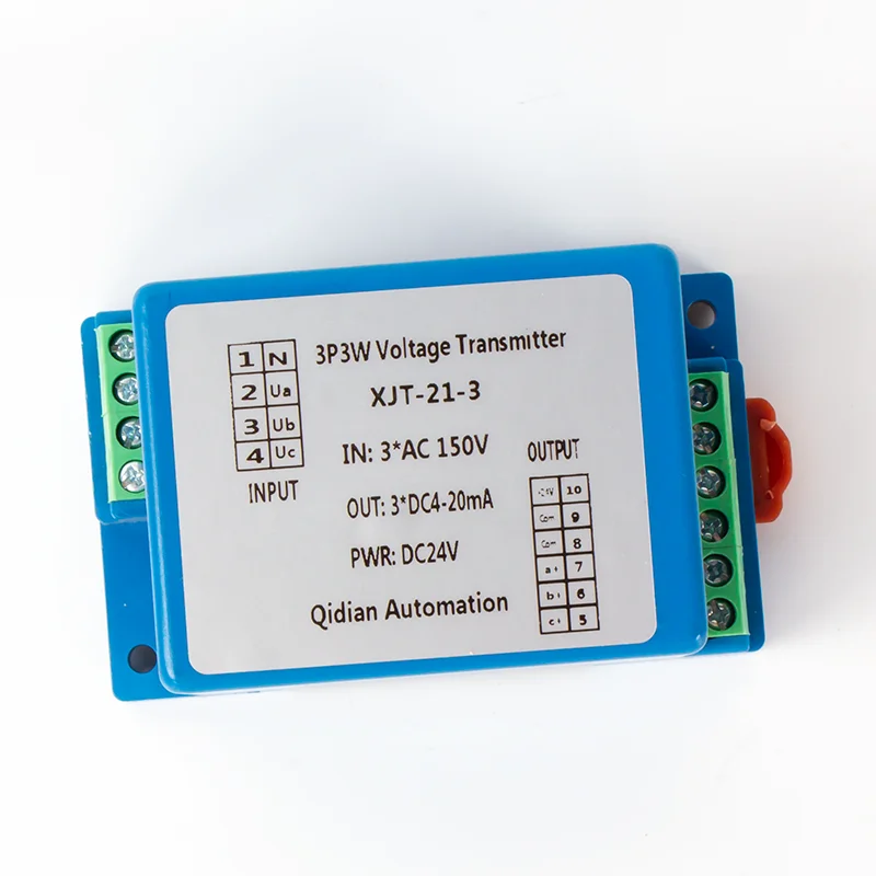 4-20mA Voltage Sensor 0-10V 0-5V Output 3 Phase 3 Wire Voltage Transducer AC 0-500V Input DC 24V Voltage Transducer Transmitter