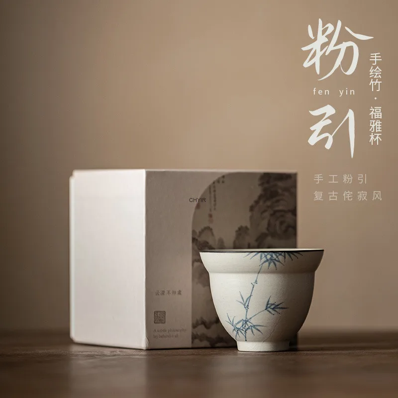 

Pink White Hand-painted Bamboo Fuya Cup Gourd Cup Wabi-sabi Style Ceramic Tea Cup Kung Fu Tea Cup Small Single Cup Master Cup