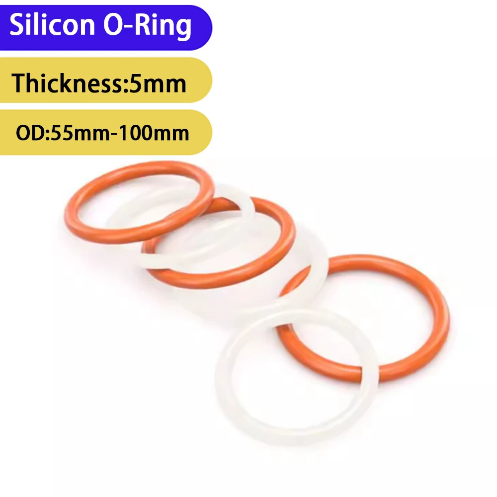 White Silicon Rubber O-Ring Fluoro Rubber Oil Resistant Gasket Sealing Washer Faucet Plumbing Gaskets Thick CS 1.5mm OD 5mm-80mm