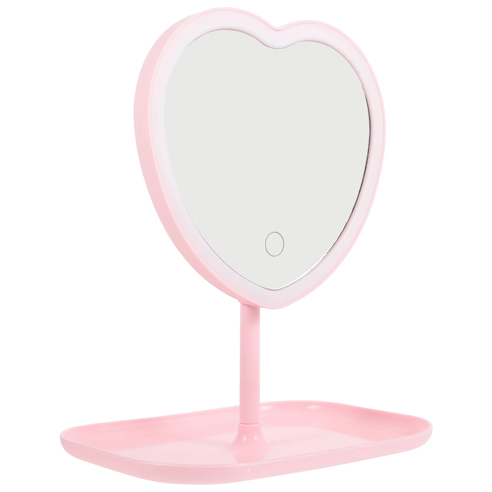 Desktop Love Mirror Beauty Makeup USB Rechargeable LED Light (love Pink) for Vanity Plastic Stylish Abs Heart Table