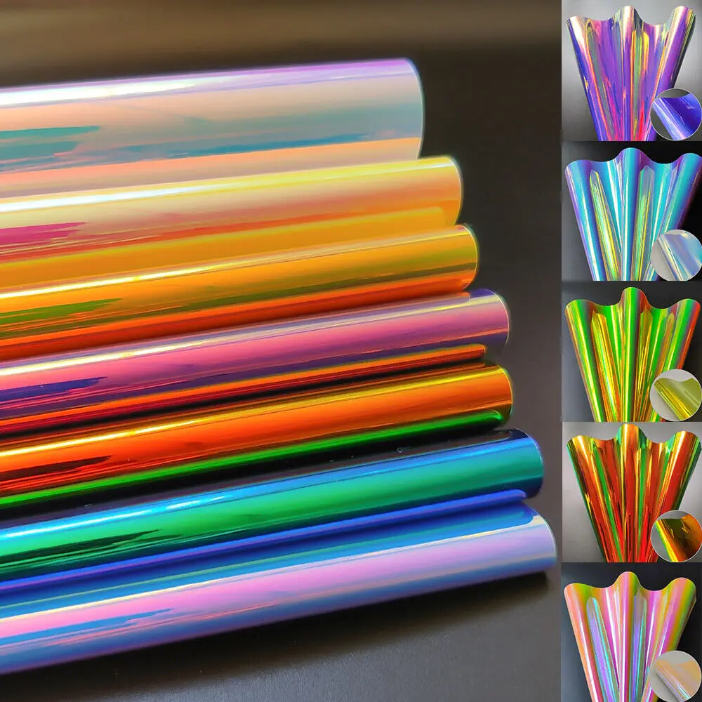 20x120CM Candy Color Change Holographic Iridescent PU Faux Leatherette Fabric Sewing Waterproof Bows Handmake DIY Decor Material