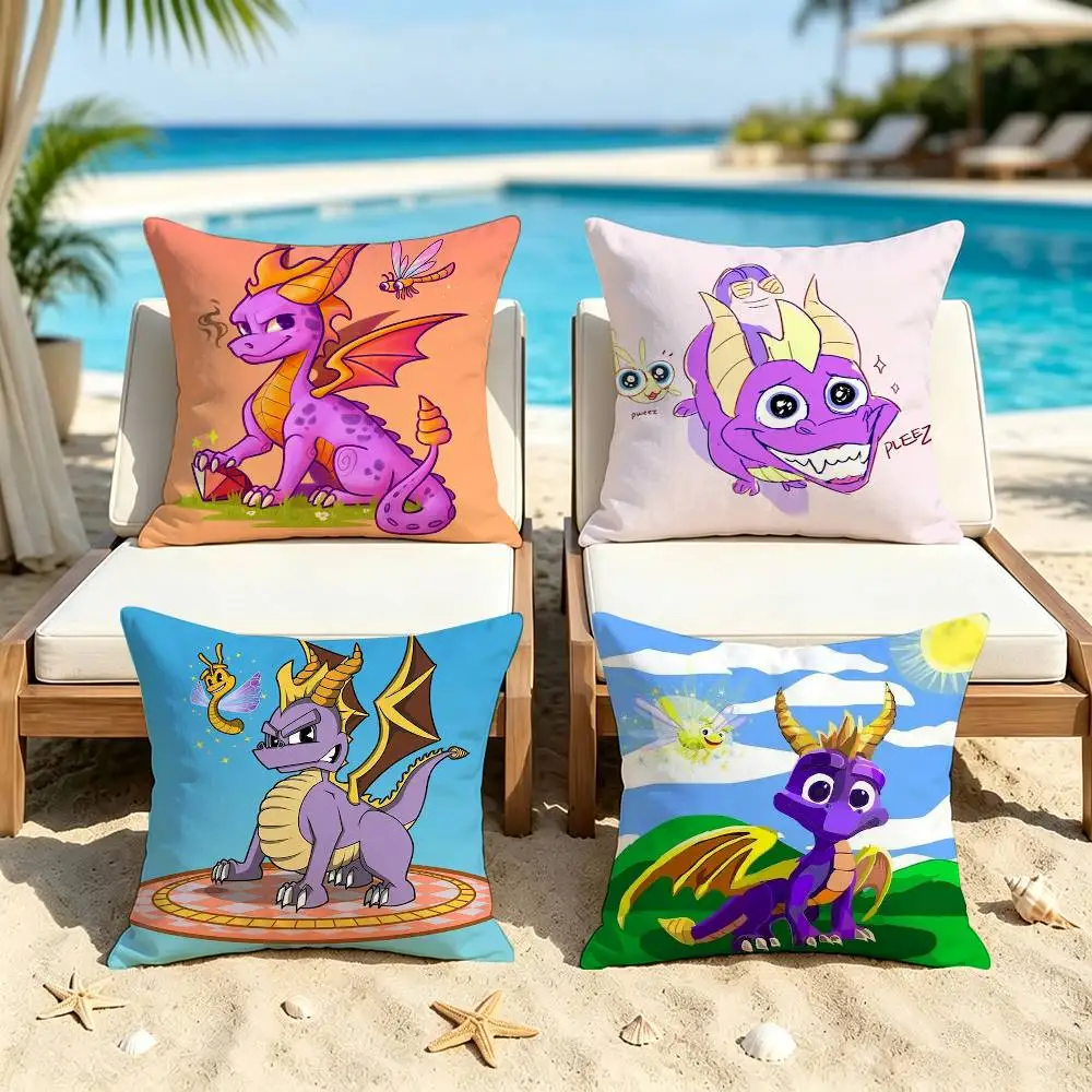 C-Cute S-Spyro S-Sparx Square Double-Sided Printed Pillow Case Sofa Cushion Cover Bedroom Bedside Decor