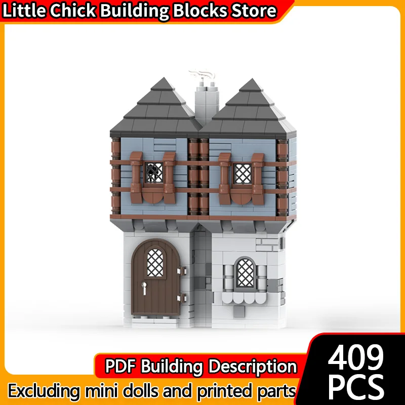 

City Street View Model MOC Building Bricks Mini Blue Medieval House Modular Technology Children Holiday Gifts Assemble Toys Suit