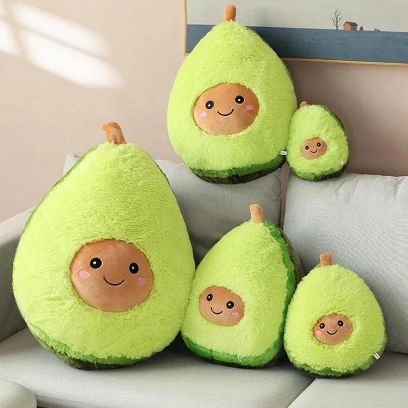 Juguetes de peluche de aguacate sonriente, muñecos rellenos, sofá suave, cojín de plantas, almohada de fruta de dibujos animados, cojín suave, regalos para niños