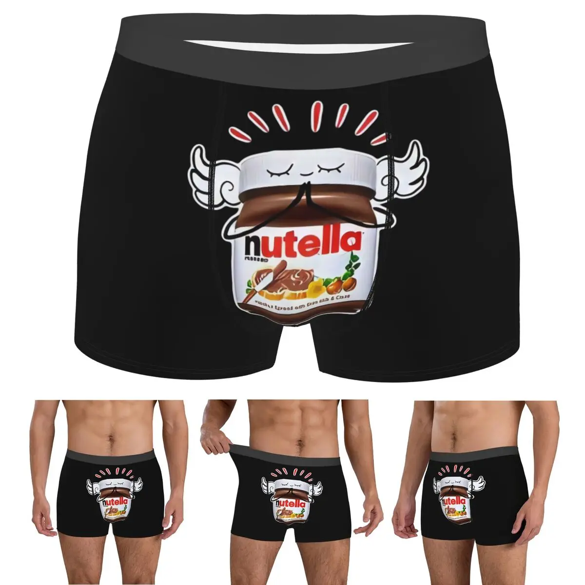

Трусы-боксеры, шорты, забавные трусики Nutella, мужское удобное нижнее белье для мужчин, подарки бойфренду