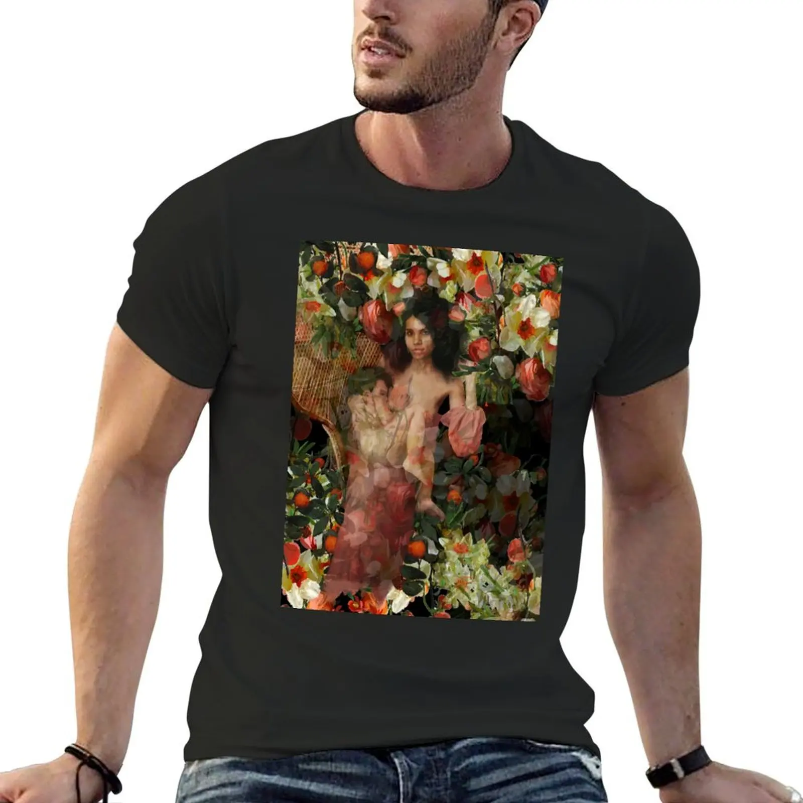 

Mother Nurses Her Baby Amidst Wild Oranges and Daffodils T-Shirt tees korean fashion anime shirts men