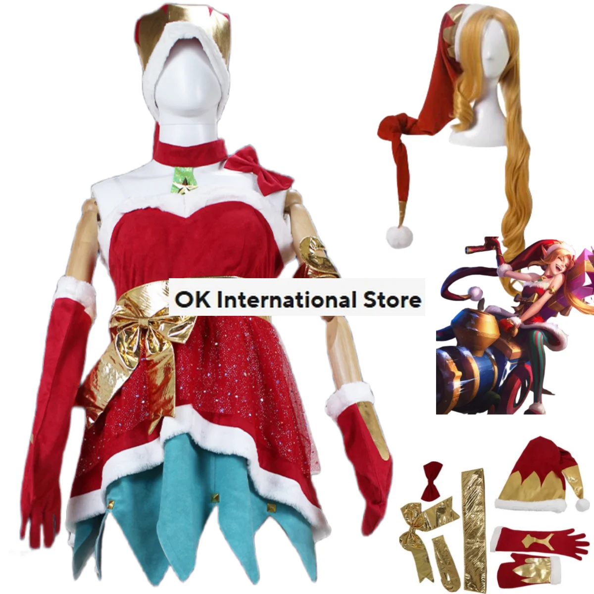 

Anime Game LOL Jinx Cosplay Costume The Loose Cannon Ice and Snow Festival Christmas XMAS Dress Woman Sexy Kawaii Halloween Suit