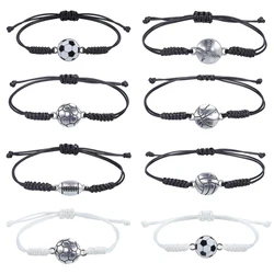 Women Men Wax Line Rope Woven Bracelets Handmade Braided Thread Weave Soccer American Football Basketball Baseball Rugby Sport
