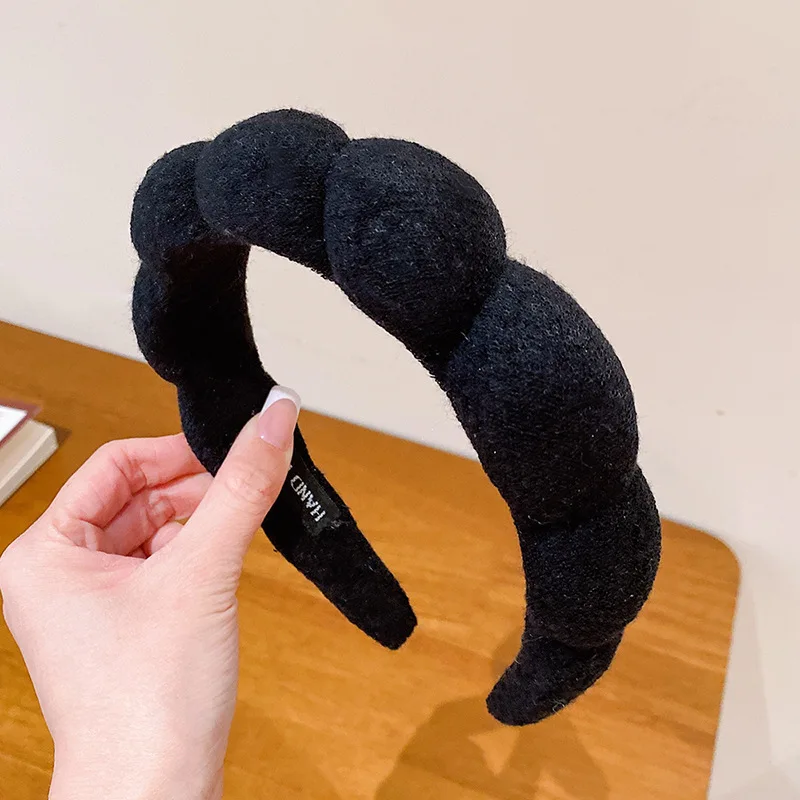 الرجعية منتفخ رباط شعر الإسفنج Headbands للنساء لون الحلوى واسعة حافة عقال فتاة الموضة غسل الوجه عقال الشعر الوصول