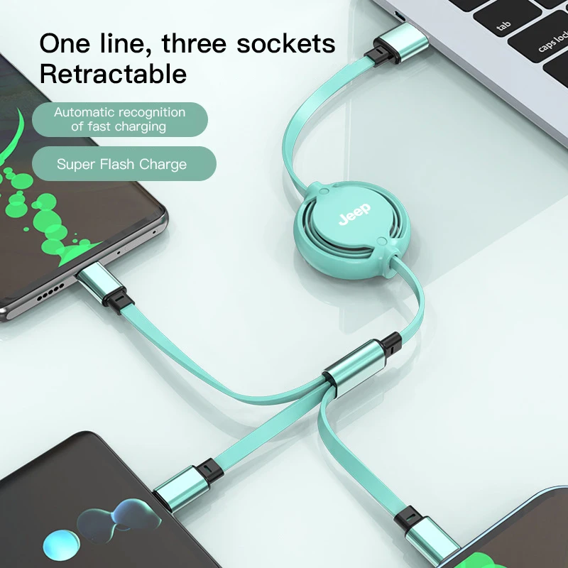 كابل بيانات شحن داخلي للسيارة قابل للتطوير 3 في 1 شاحن هاتف لسيارة جيب رينيجيد كومباس جراند شيروكي رانجلر باتريوت روبيكون #3