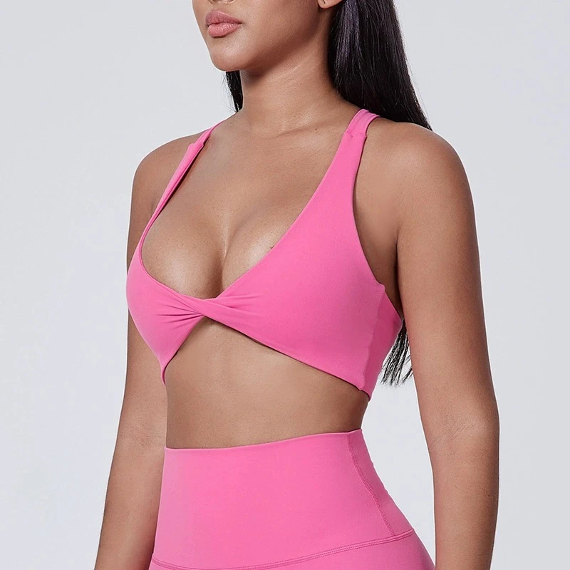 Sexy Back Yoga Sports Bra Women Gym Workout Crop Top Vest High Impact Fitness Bralette Running Tight Underwear With Chest Pad