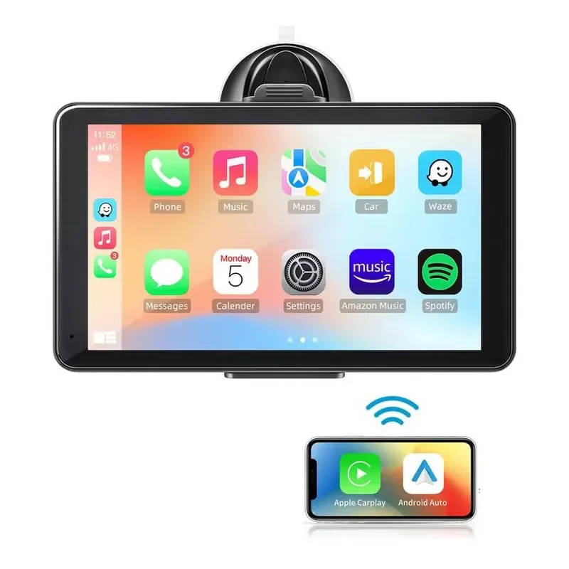 2026 Hot Sale 7inch Portable Carplay Display Easy Install Wireless Car Play Wireless Touch Screen Easy Update Old