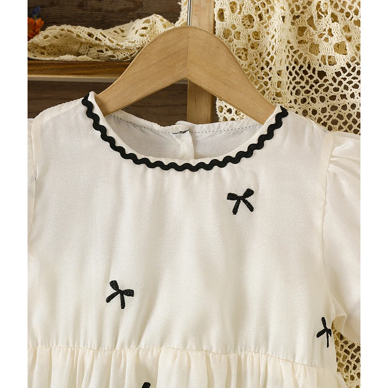 الصيف الطفل حفلة الأميرة رومبير نفخة الأكمام ملابس الأطفال الرضع طفلة داخلية القطن القوس التطريز تسلق دعوى #4