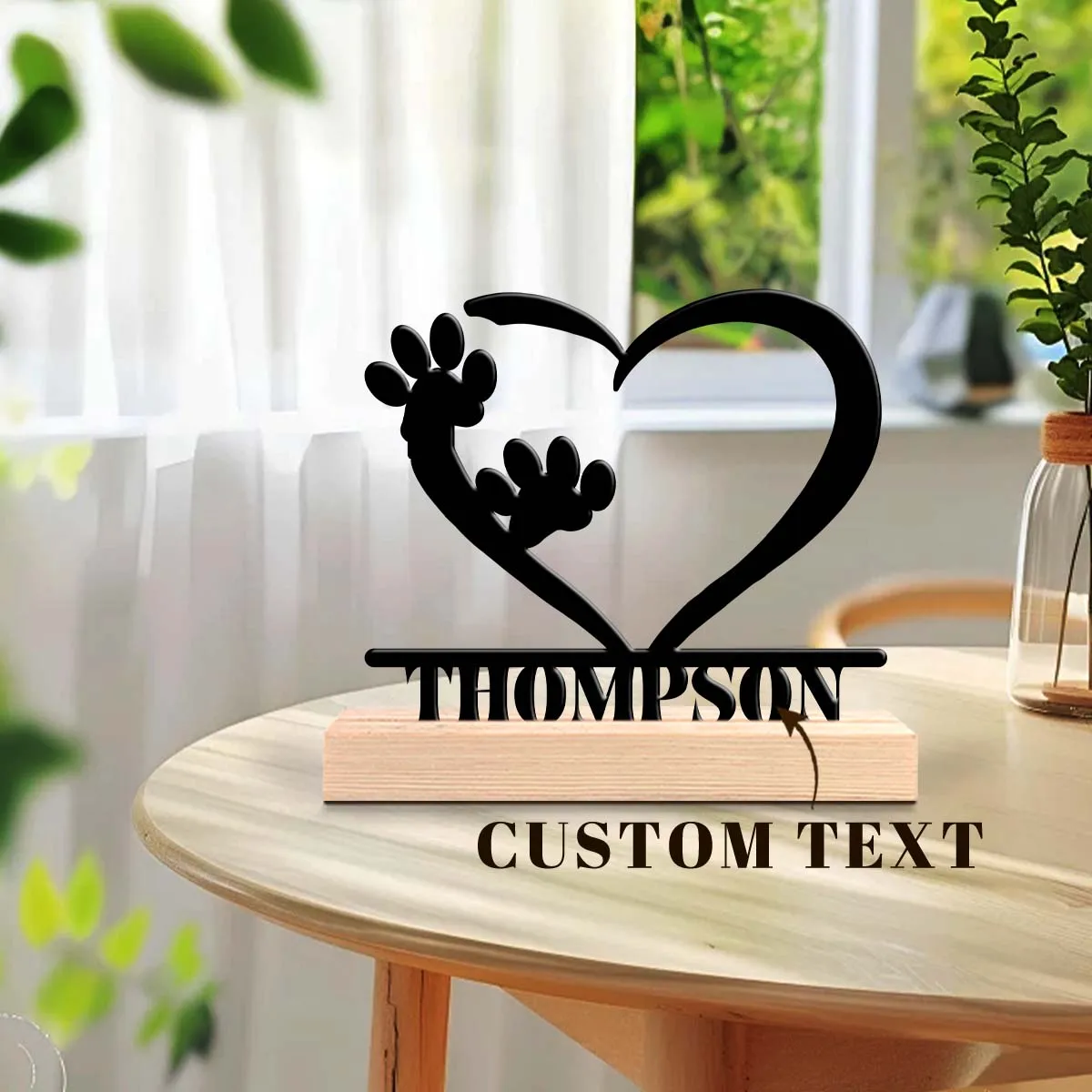 1pc Customized Metal Handicraft Ornaments Custom Content With Wooden Base Suitable for Fireplaces,Study Rooms,and Offices