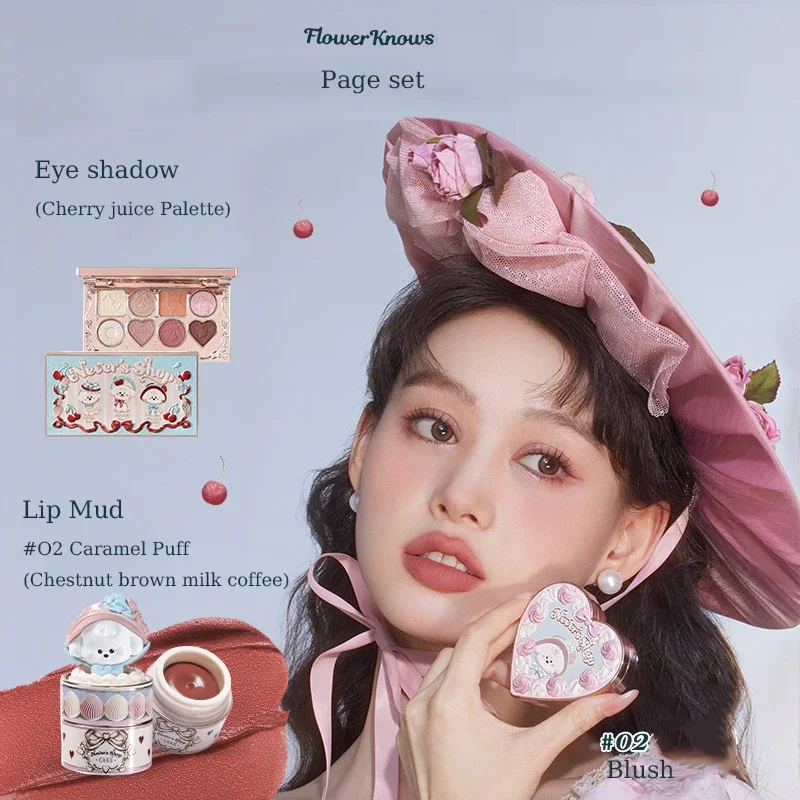 Flower Knows Never's Shop Collection-Kit de maquillaje profesional, conjunto completo de cosméticos, colorete de barro para labios, sombra de ojos