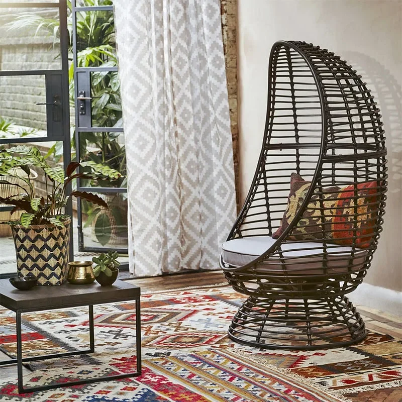 #Balcony rattan chair three-piece outdoor rattan sofa combination double casual bird cage sofa lazy recliner household