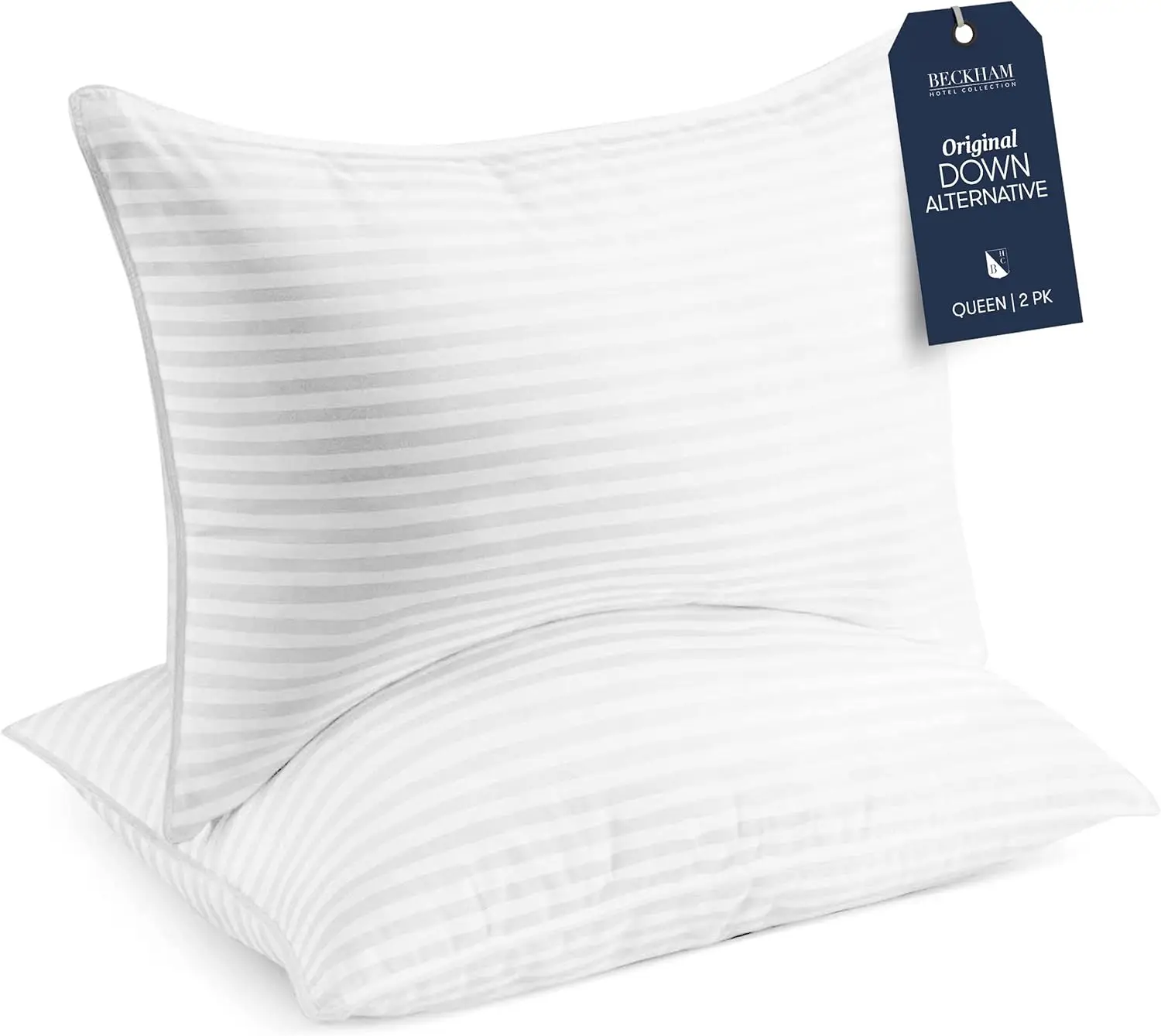 

Standard/Queen Size Set of 2 Down Alternative Pillows - Soft Support for Back, Stomach, Side Sleepers