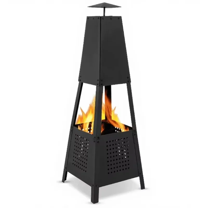 Custom Design Hanging Conical Fireplace Contemporary Stove With Round Glass Shield