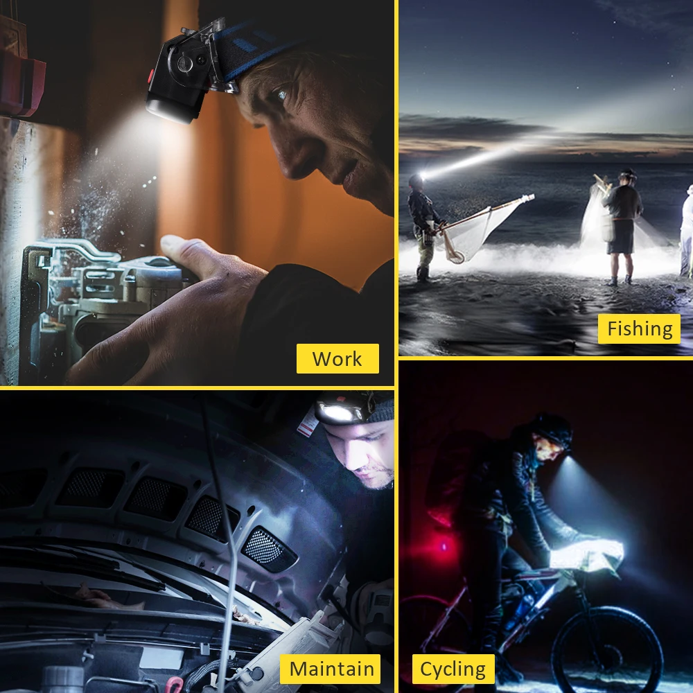 W660-3 Multi Function Sensor Headlight Strong MagneticHeadlamp  Equipped with Bicycle Clips Outdoor Waterproof Cycling Light