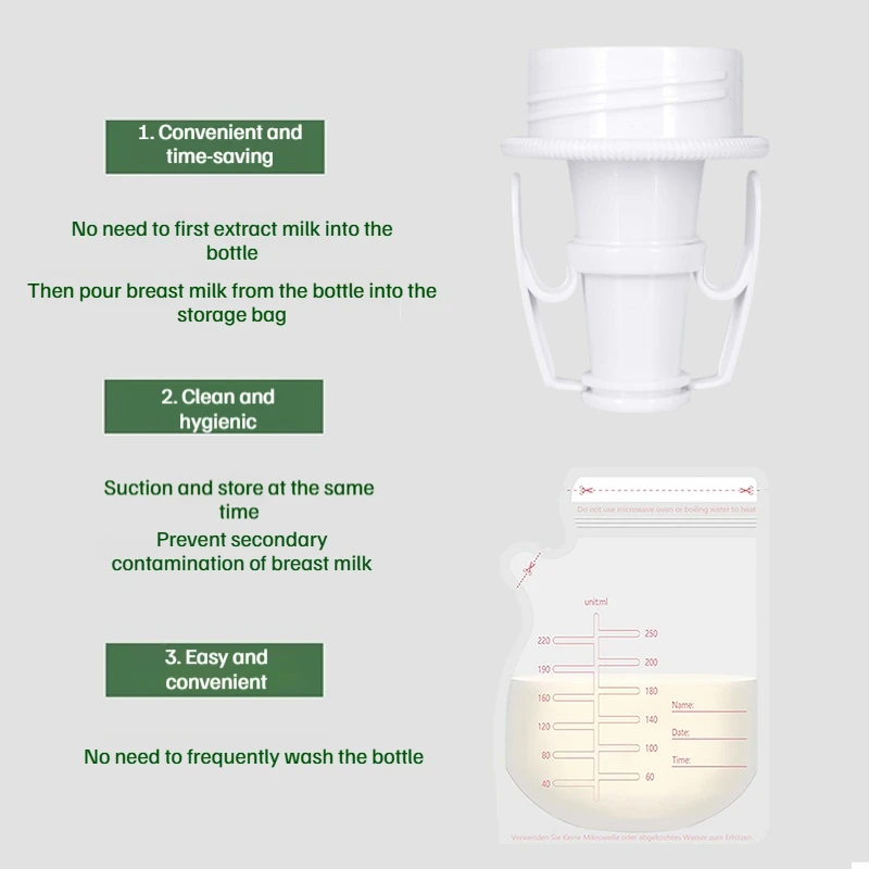 

Адаптер для сумки для хранения грудного молока, аксессуары для молокоотсоса, не содержит BPA, совместимый с фланцем электронных молокоотсосов speCtru Medela