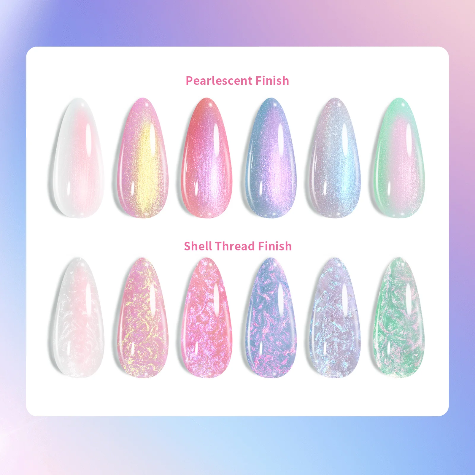 BORN PRETTY 6-teiliges Auroras Thread Shell Gel Nagellack-Set 7ML Weiße Perlentextur Semi-Permanenter Soak-Off Nagelkunst-Gel-Lack – Detail 2