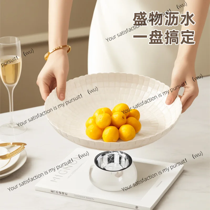 Fruit plate Light luxury fruit plate Drain living room Household large-capacity coffee table Dried fruit plate Candy snacks