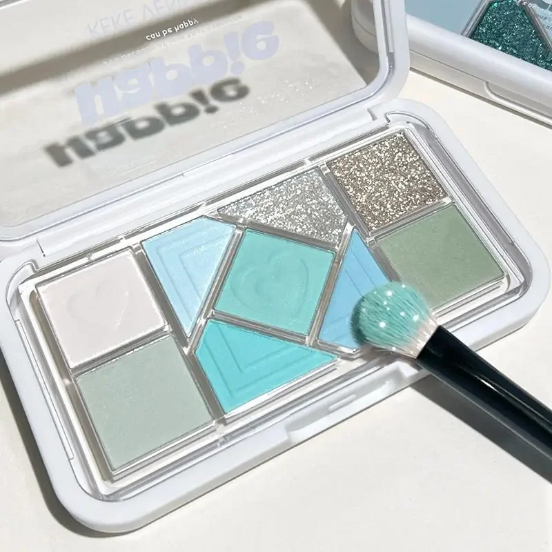 Mint diffuse pink blue small pink frame nine-color eyeshadow palette low saturation clear mint green pearl matte gentle pure des