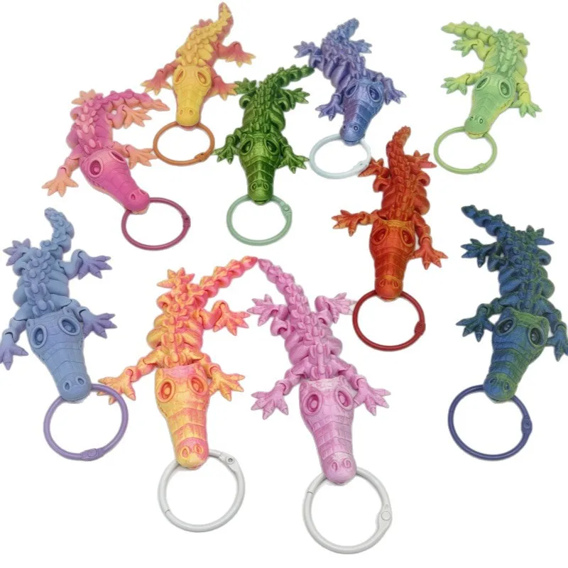 14cm 3d impresso crocodilo esqueleto chaveiro pingente engraçado articulações móveis animal pingente presente de halloween mochila pingente