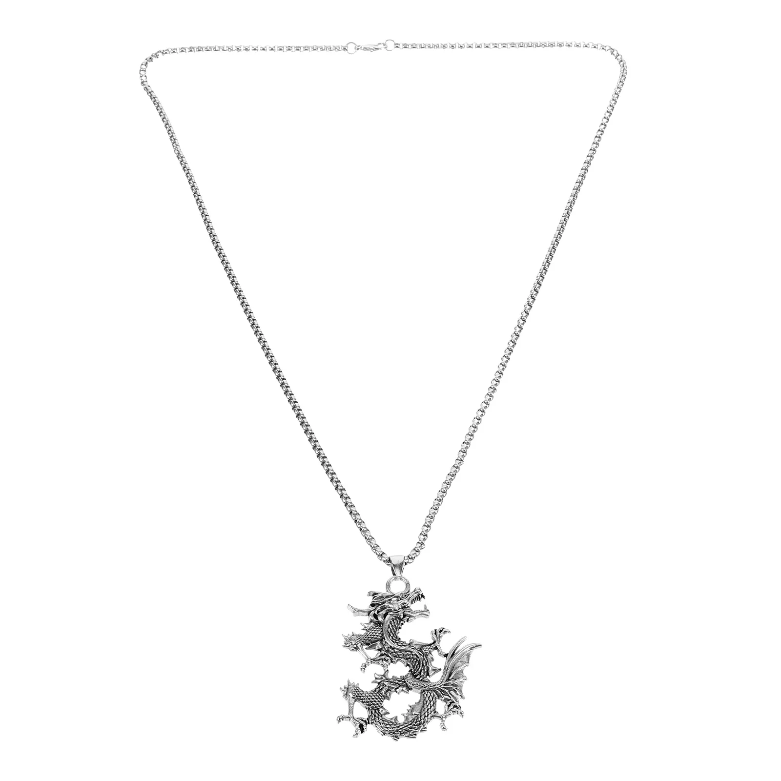 

Dragon Necklace Pendant for Men Loong with Chain Necklaces Box Titanium Steel Man