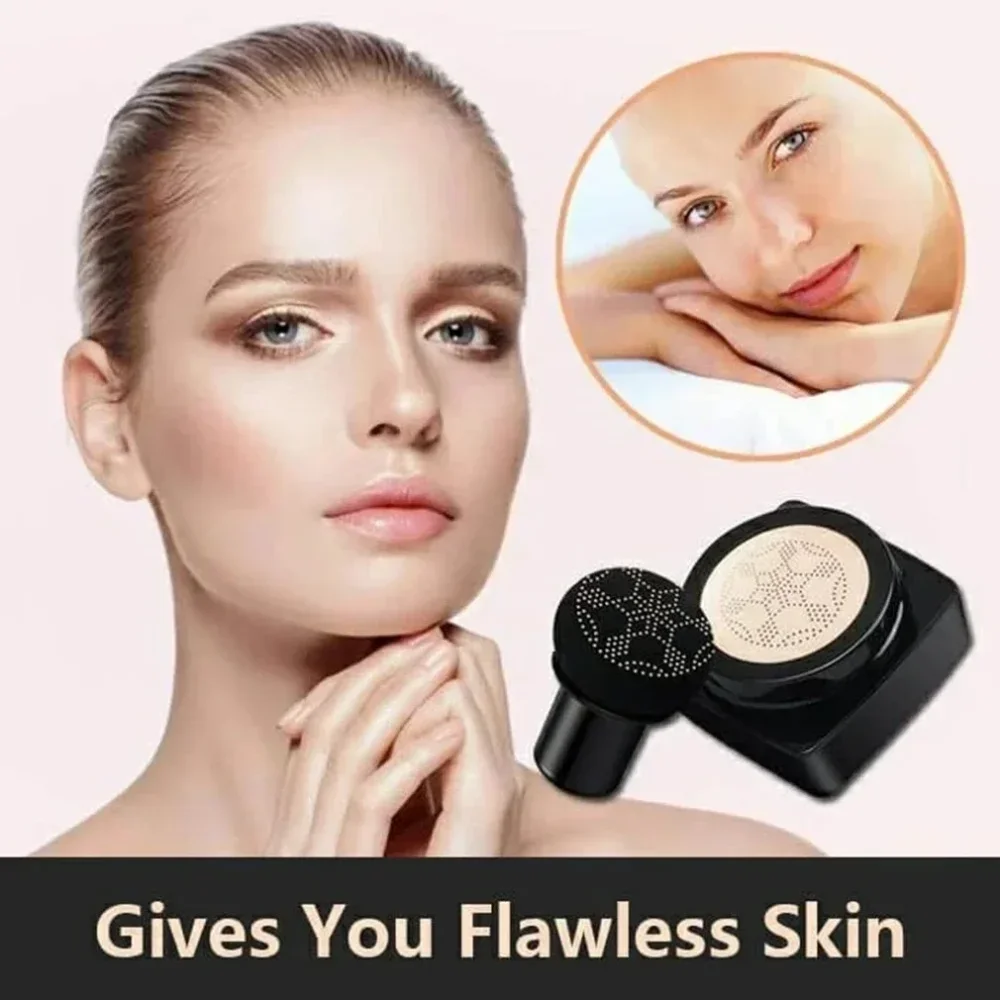 Air Cushion Base Foundation com cabeça de cogumelo, CC Cream, hidratante, hidratante, corretivo maquiagem, iluminar Skin Tone cosméticos