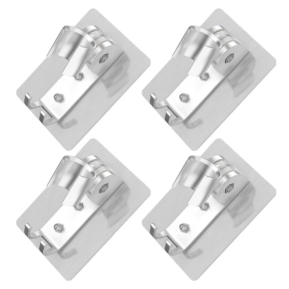 4Pcs Adhesive Shower Head Mount Adjustable Handheld Shower Wand Holder Bracket No Punch Wall Mounted Support for Bathroom Tiles