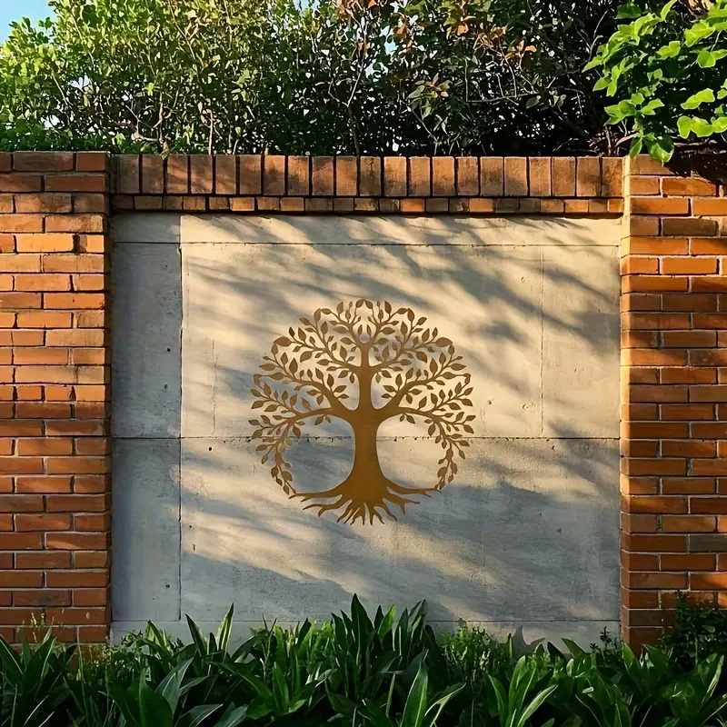 CIFBUY 1pc Tree of Life Silhouette Metal Tin Sign,20x30cm,2D Flat Cutout Print Rustic Nature Wall Decor for Living Room