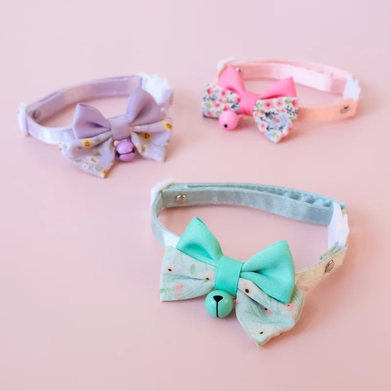 1pc Bow Pet Cat Collar Flower Adjustable Safety with Bell Ring Necklace for Cat Puppy Small Dog Bow-tie Pet Accessories