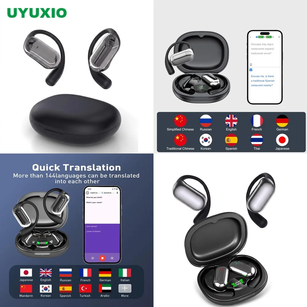 Language Translator Device BT 5.4 No Subscription OWS Real-Time Translation Open-Ear 4 Modes 144 Languages Wireless Earphone
