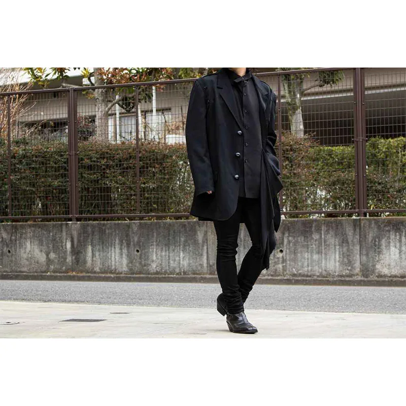 

TOP-YAMAMOTO original design mid-length trench coat for men, new loose large-sized casual suit trend