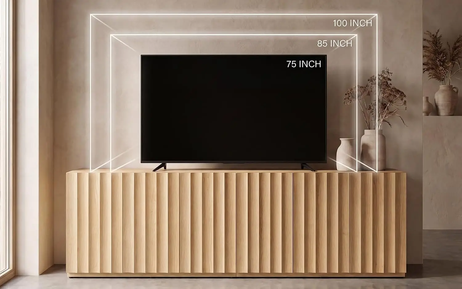 93.92” TV Stand, 100 90 80 75 Inch TV Stands for Livingroom, Entertainment Center with Storage 6 Doors Media Console, Custom