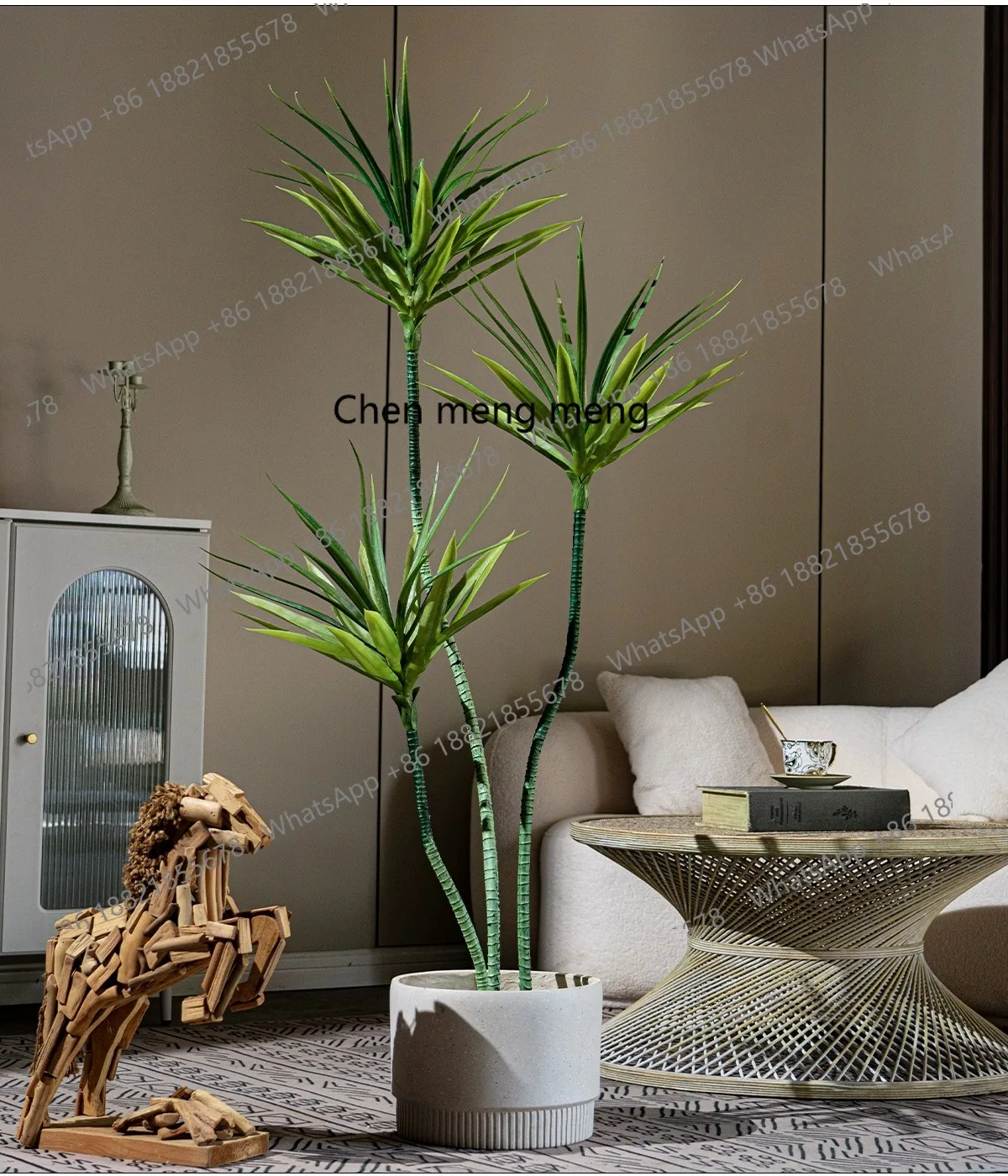 Simulation Green Plant Dragon Blood Tree High-End Luxury Large Living Room Decor Floor Standing Sculpture
