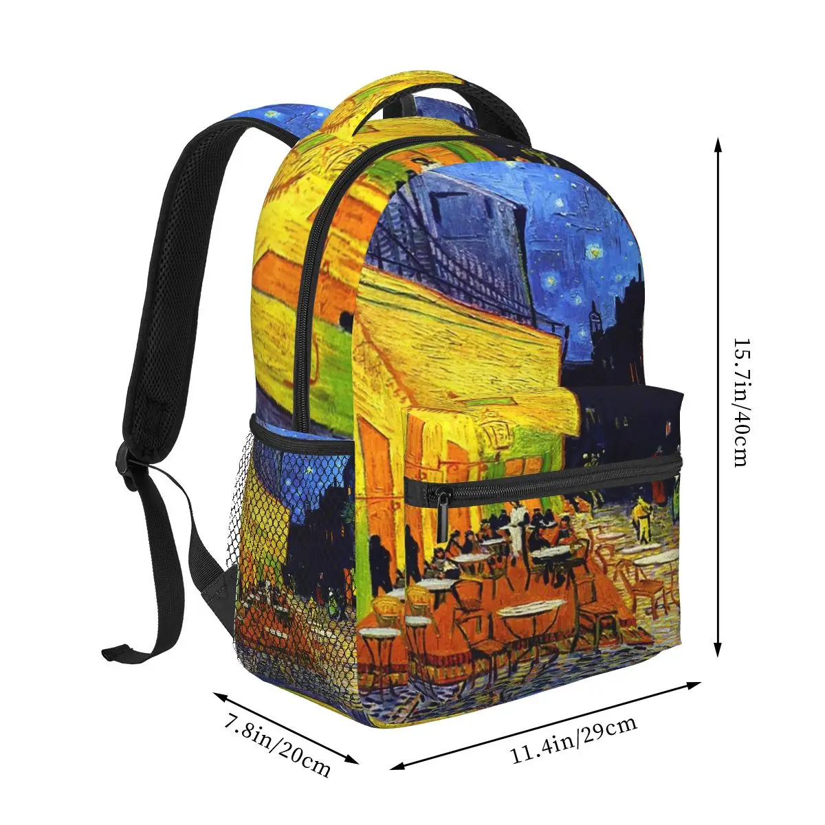 Cafe Terrace At Night - Van Gogh Backpacks Boys Girls Bookbag Students School Bags Laptop Rucksack Shoulder Bag Large Capacity