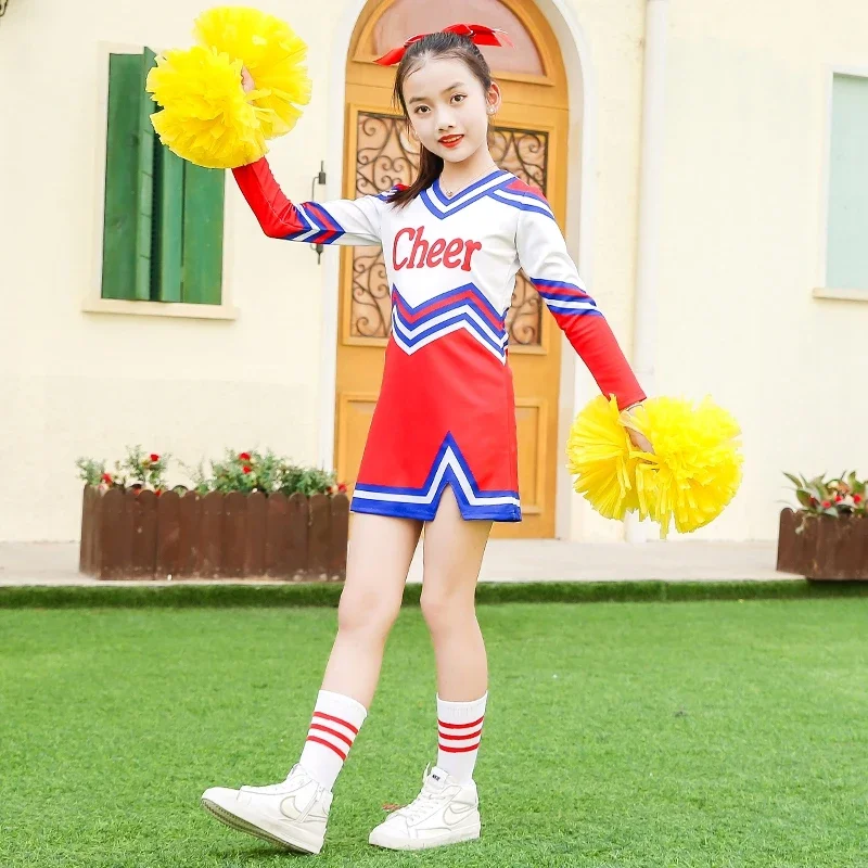 5 ピース/セットキッズガールズチアリーディング衣装子供ダンス衣装子供競争チアリーダー学校チーム制服クラス