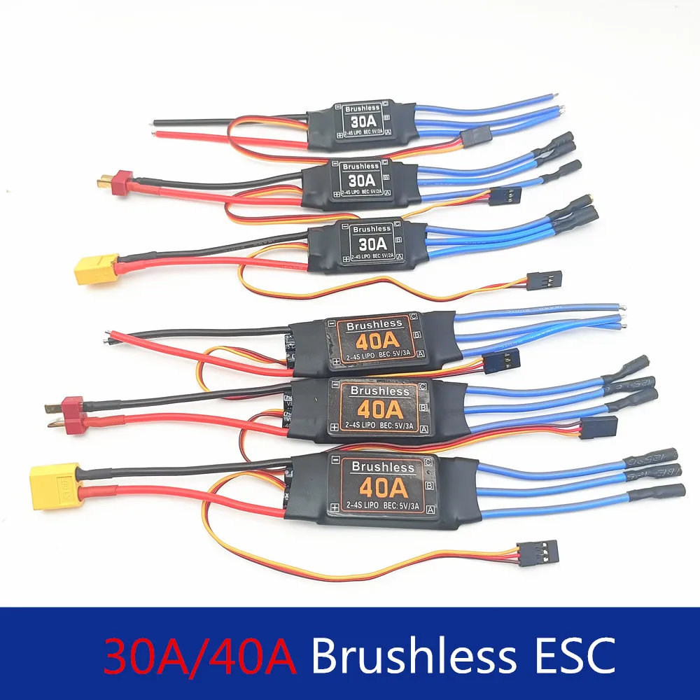 1pcs 40A Brushless ESC Speed Controller BEC 5V / 3A Long & Short & with T plug & with XT60 plug For Drone Airplanes Motor RC 30A