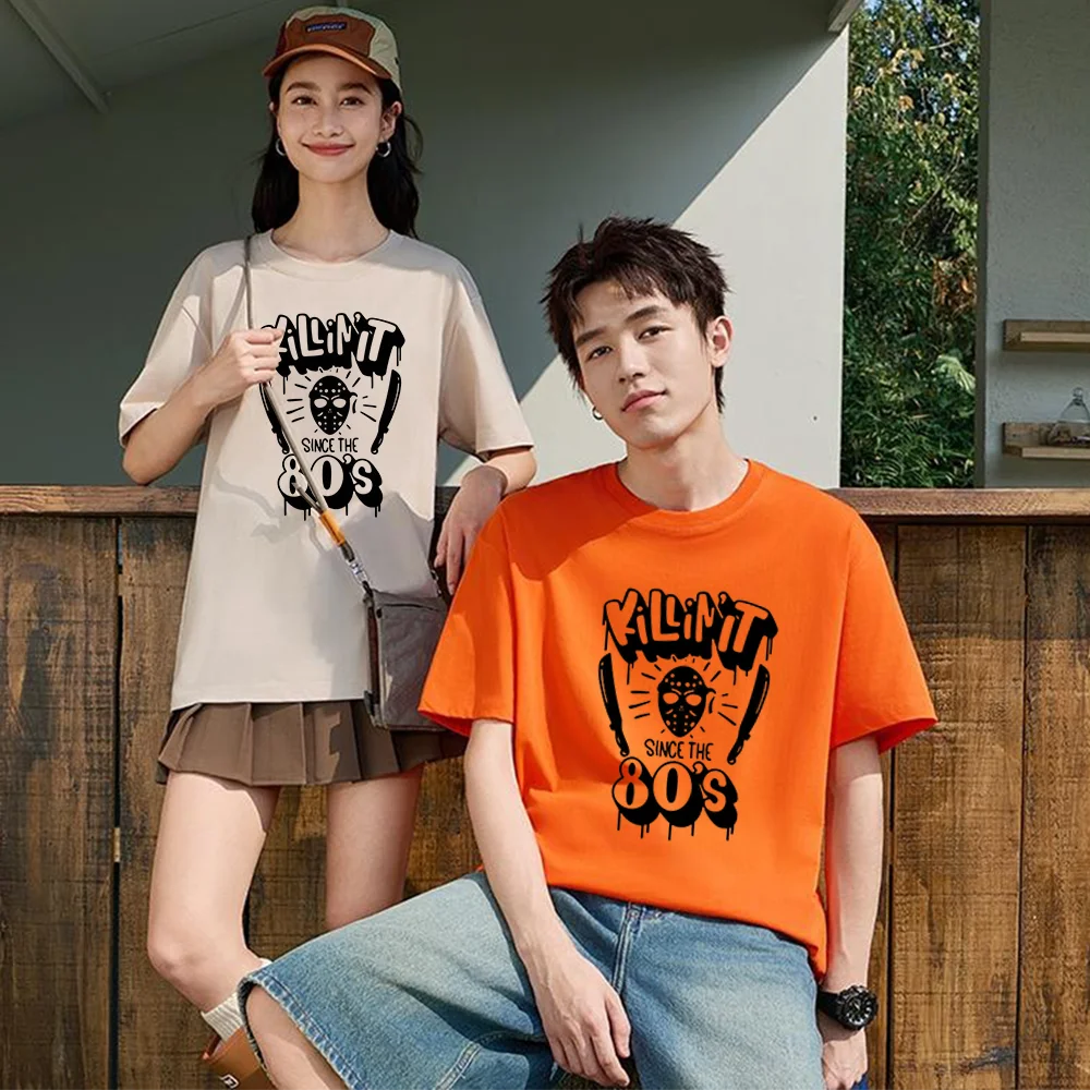 Halloween Mask Printed T Shirt Breathable Fabric S-XXL Personalized Custom T Shirt Unisex Fit Aesthetic Graphic Top Daily Wear O