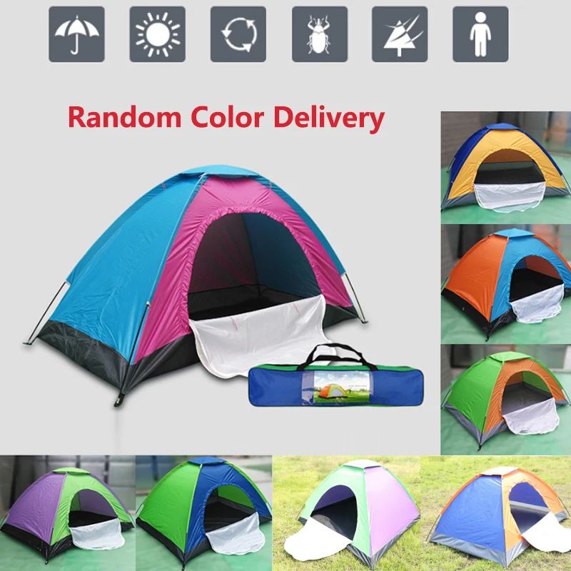 2/4/6/8Person Waterproof Outdoor Camping Tents Protable Random Color Beach Tent Sun Shelter Travel Sport Hiking Large Space Tent