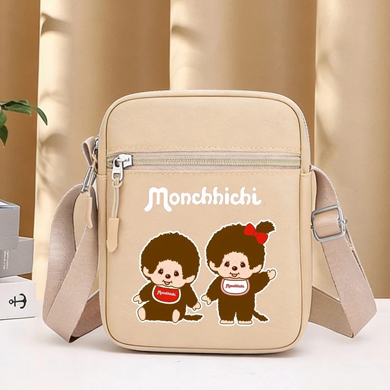

Сумки на одно плечо Monchhichi с мультяшными персонажами, сумка-мессенджер из оксфордской ткани, квадратная сумка для телефона в стиле аниме, подарок на день рождения для мальчиков и девочек