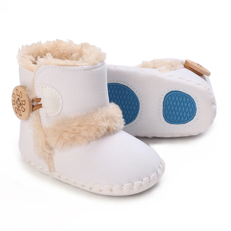 2023 Winter Baby Boots Infant Girls Boys Warm Fashion Solid Shoes with Fuzzy Balls First Walkers Kid Shoes 0-18M